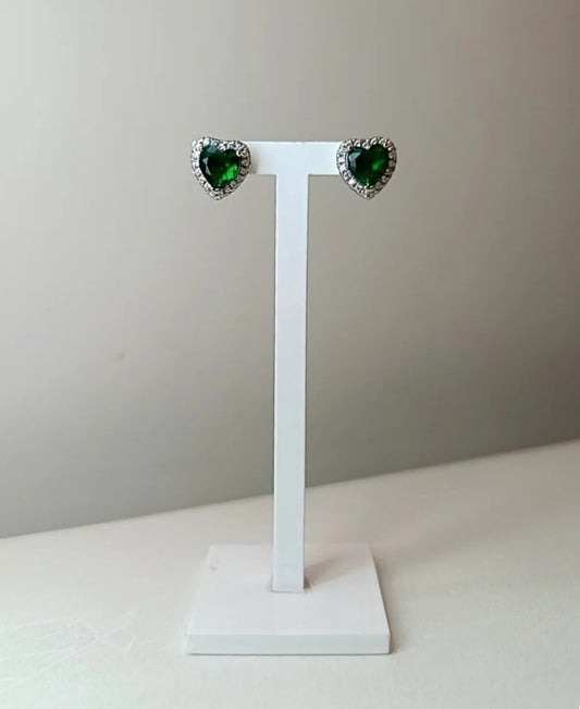 ORECCHINI CUORE VERDE ARGENTO