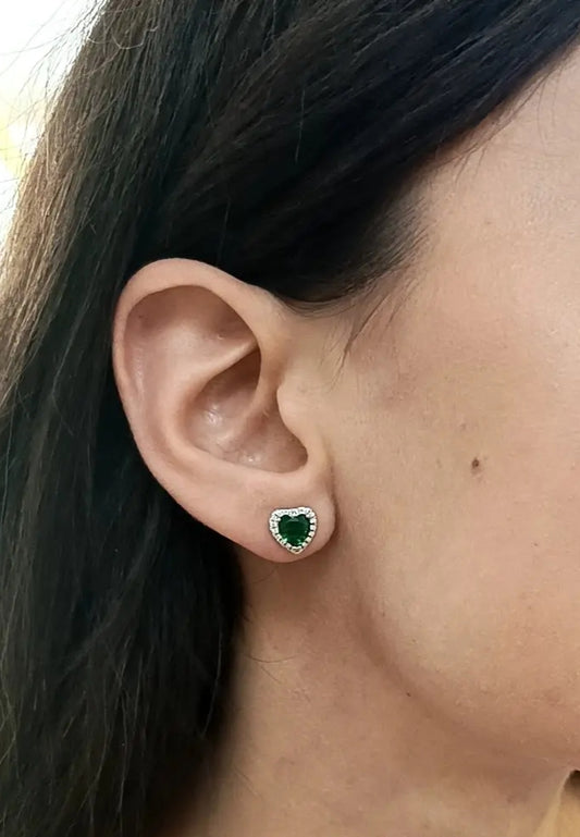 ORECCHINI CUORE VERDE ARGENTO