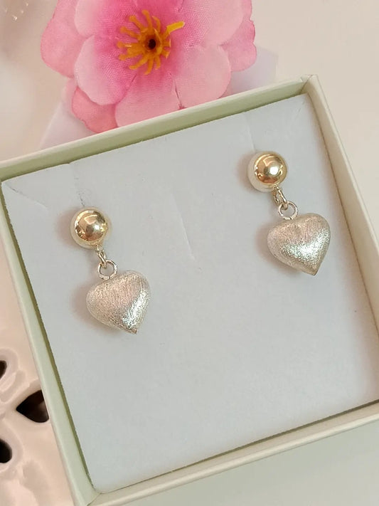 ORECCHINI CUORE BOMBATO ARGENTO