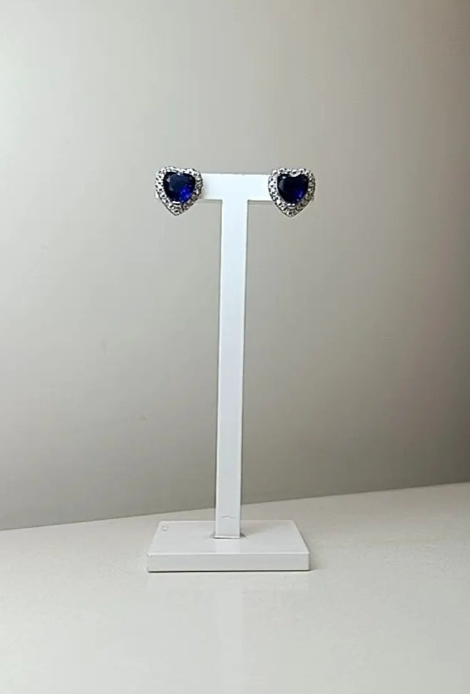 ORECCHINI CUORE BLU ARGENTO