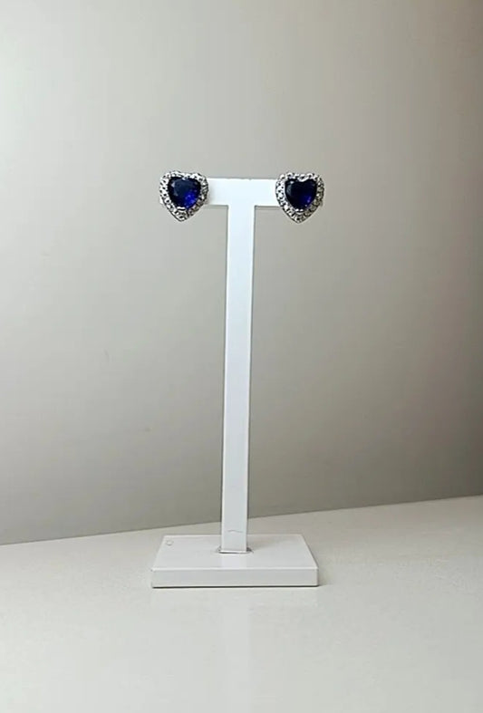 ORECCHINI CUORE BLU ARGENTO