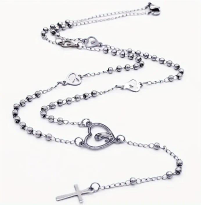 Collana rosario black e silver
