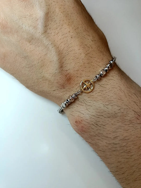 BRACCIALE ROSA DEI VENTI ARGENTO E ORO