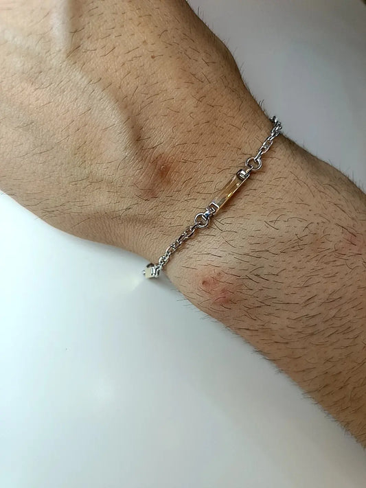 BRACCIALE TRIS TARGHE ARGENTO E ORO
