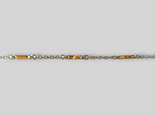 BRACCIALE TRIS TARGHE ARGENTO E ORO