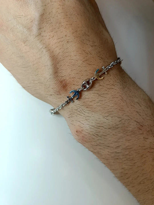 BRACCIALE DOPPIA ANCORA ARGENTO