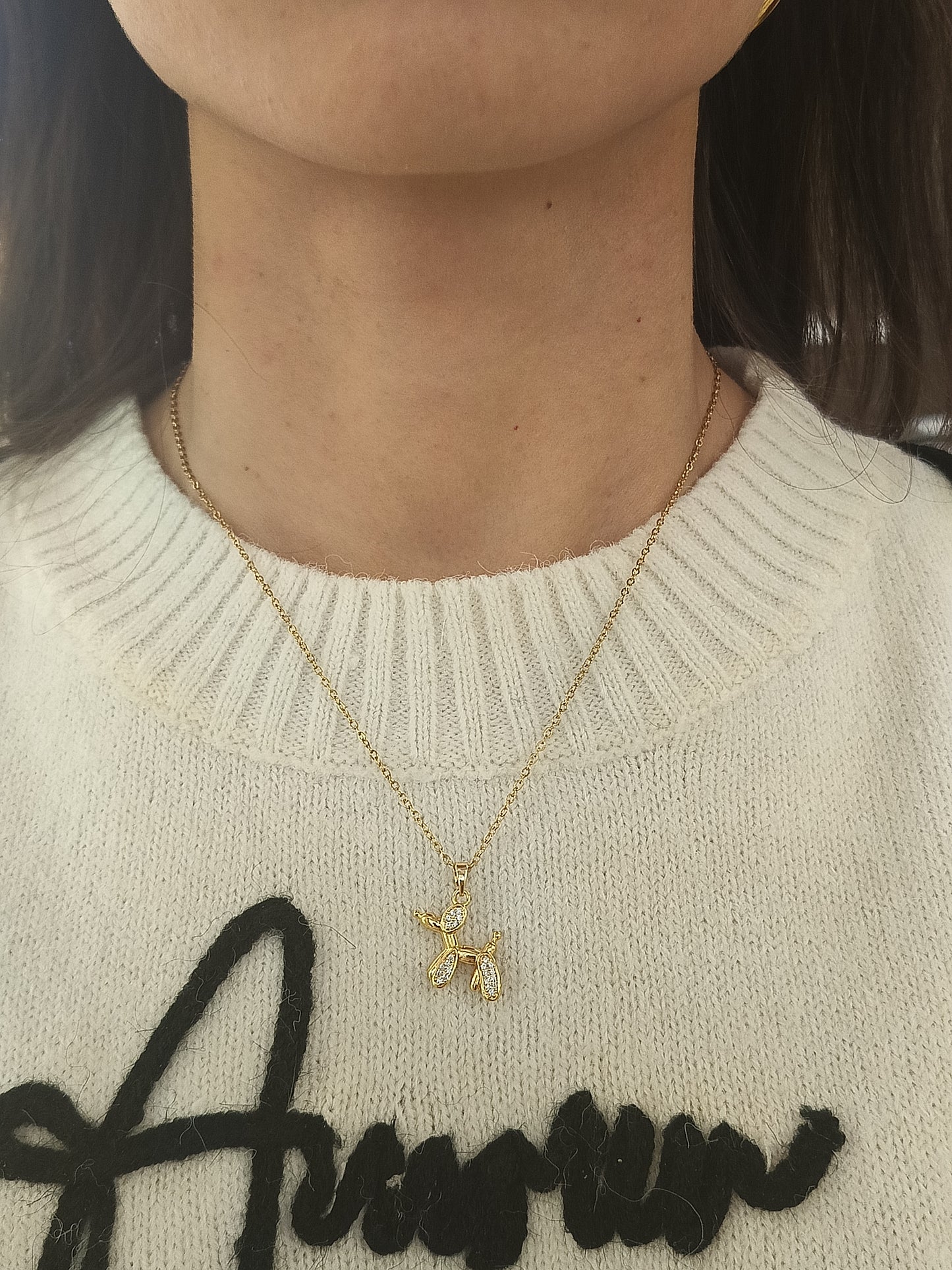 Collana cane palloncino zirconato