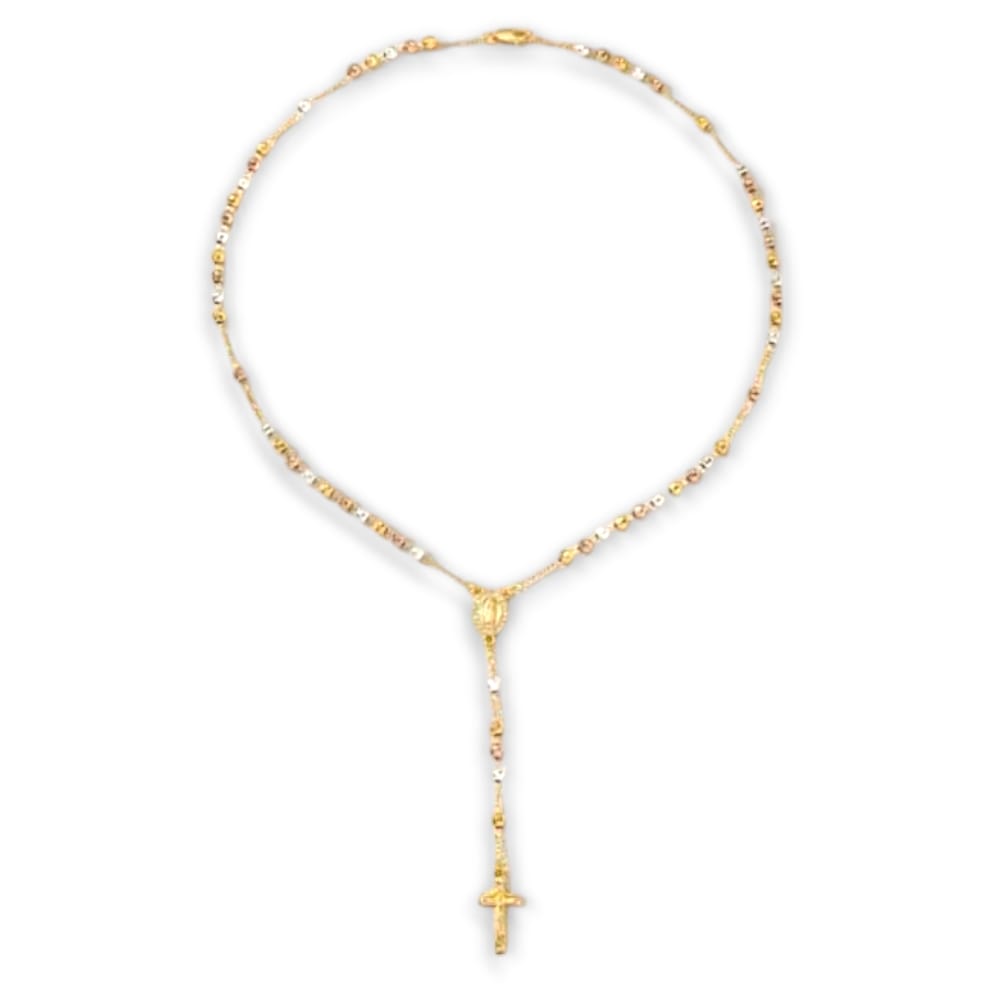 Collana rosario tricolore argento