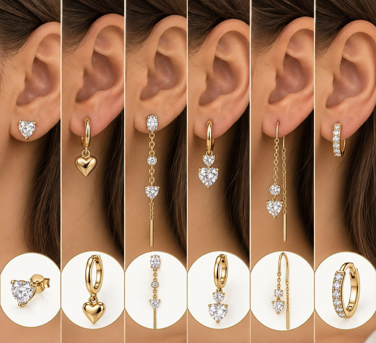 Set di 6 orecchini lovely