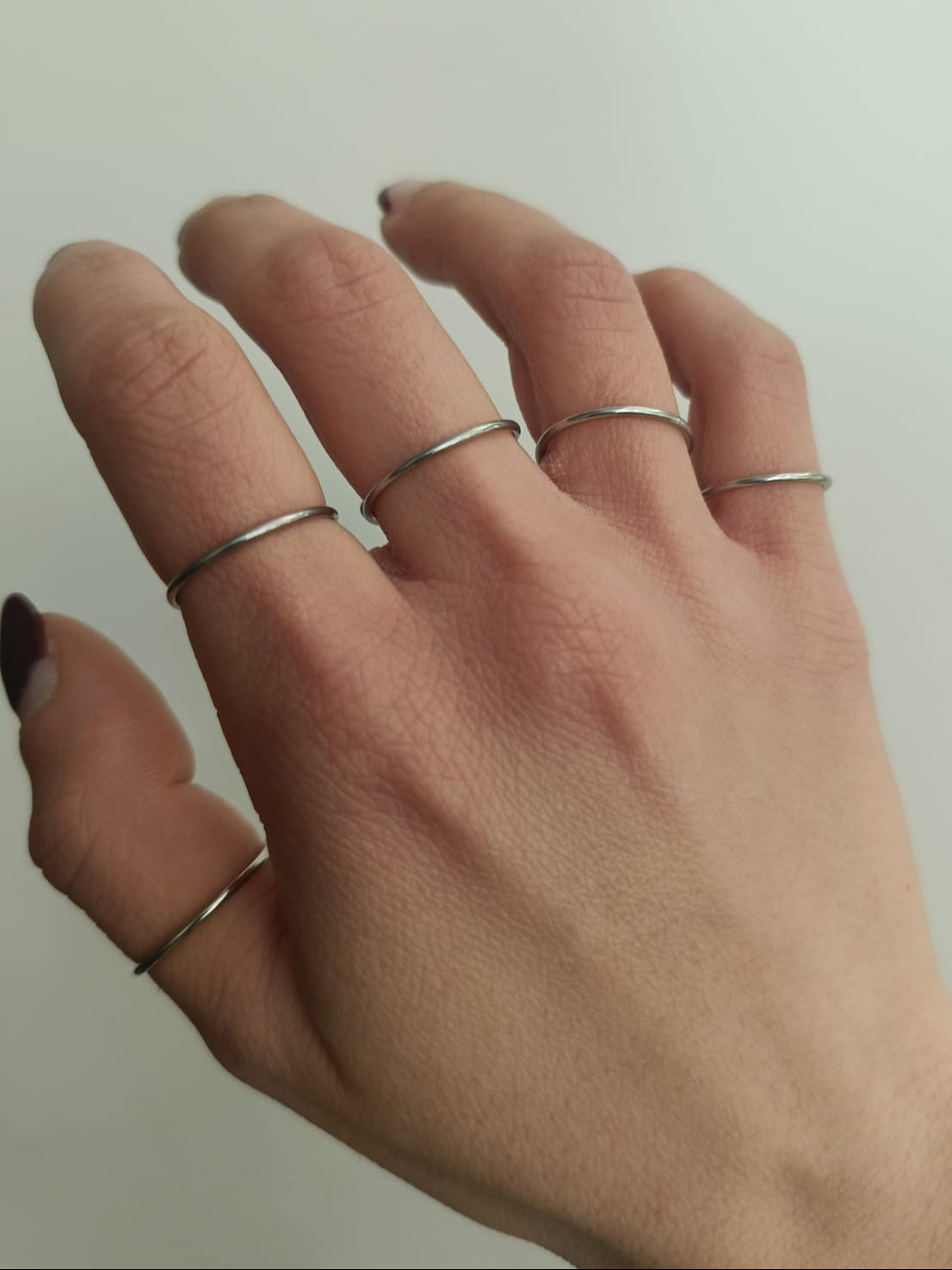 Set di 5 fedine regolabili silver