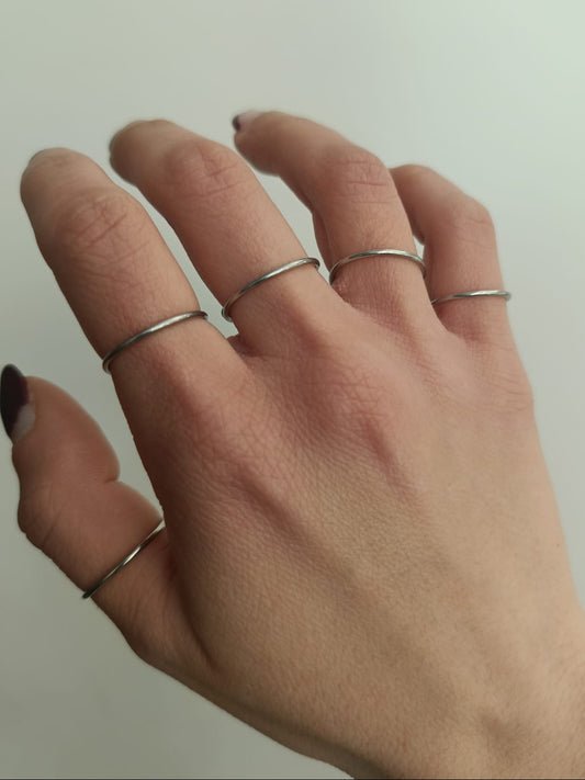 Set di 5 fedine regolabili silver