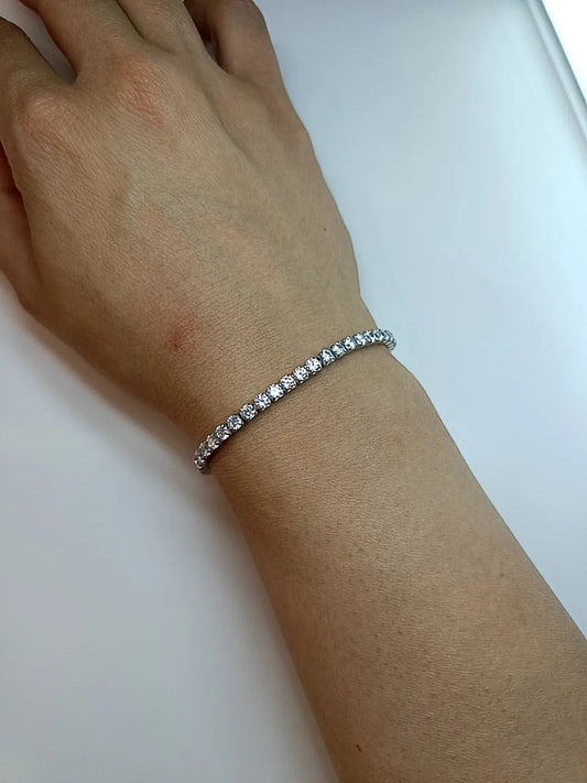 BRACCIALE TENNIS ZIRCONI BIANCHI 4 MM ARGENTO
