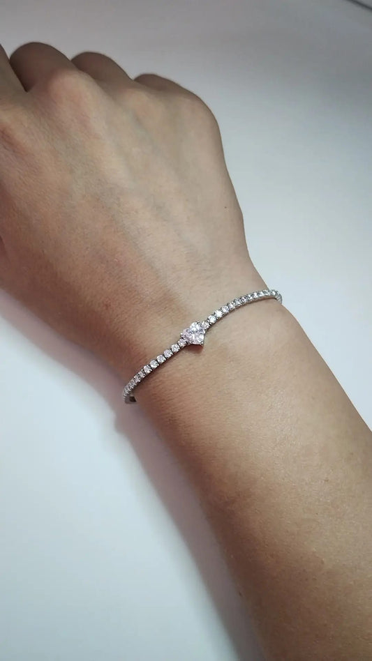 BRACCIALE TENNIS CUORE ARGENTO