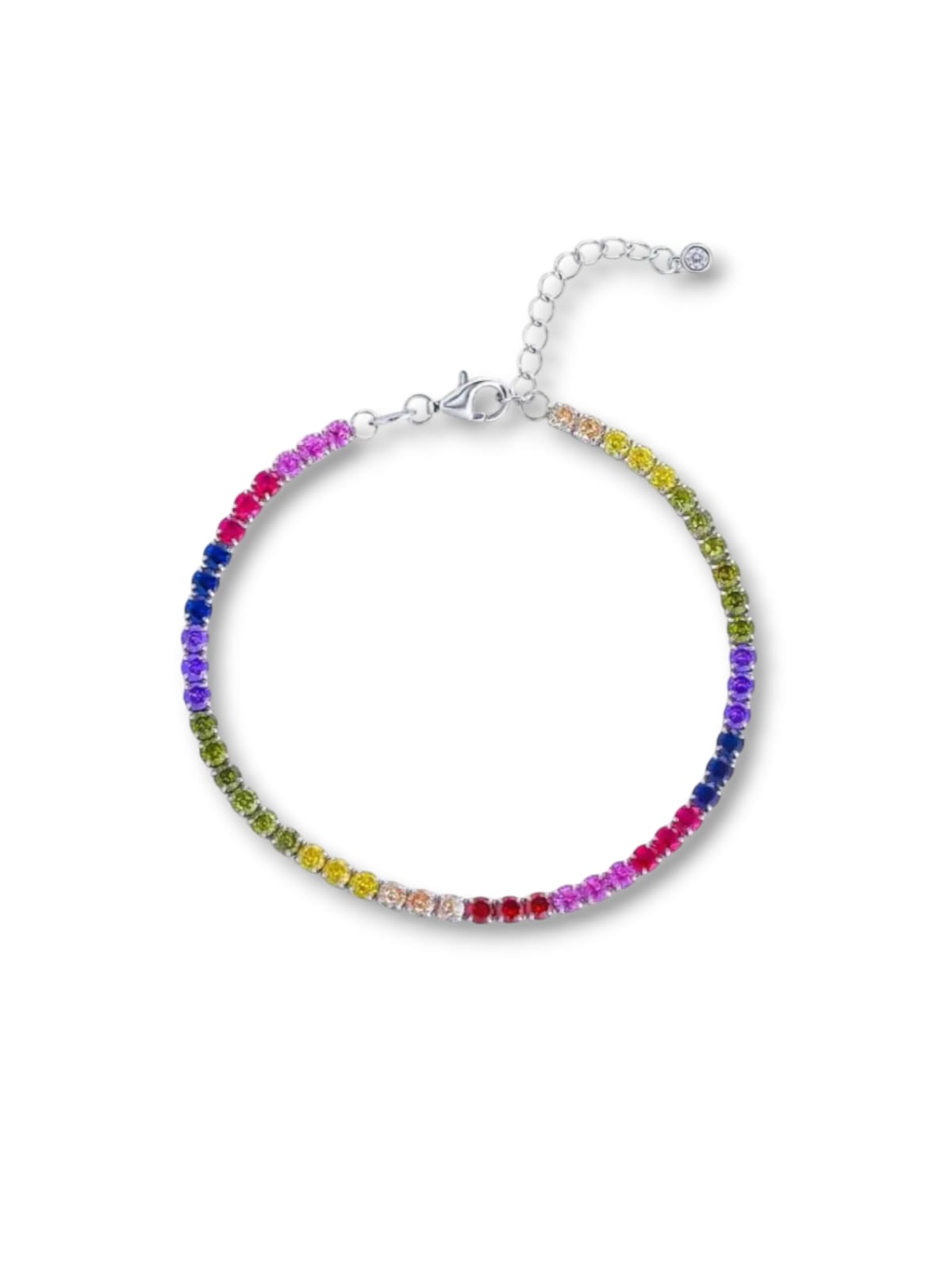 Bracciale tennis multicolor 3 mm argento 925