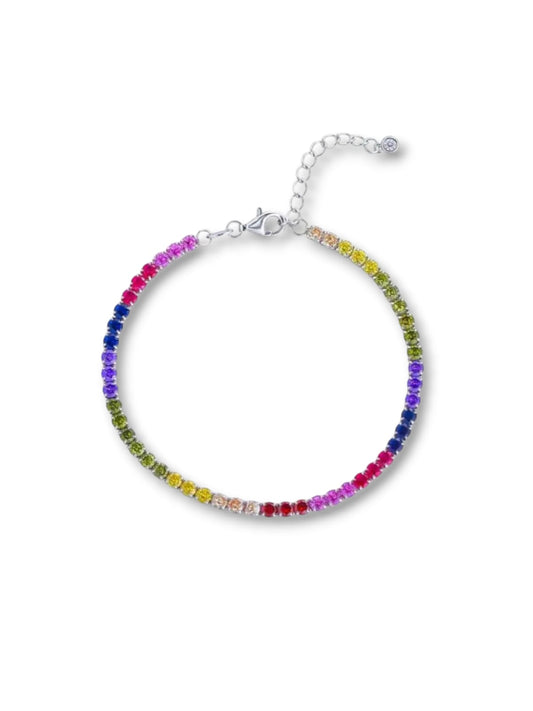 Bracciale tennis multicolor 3 mm argento 925