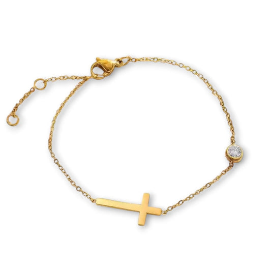 Bracciale croce con punto luce