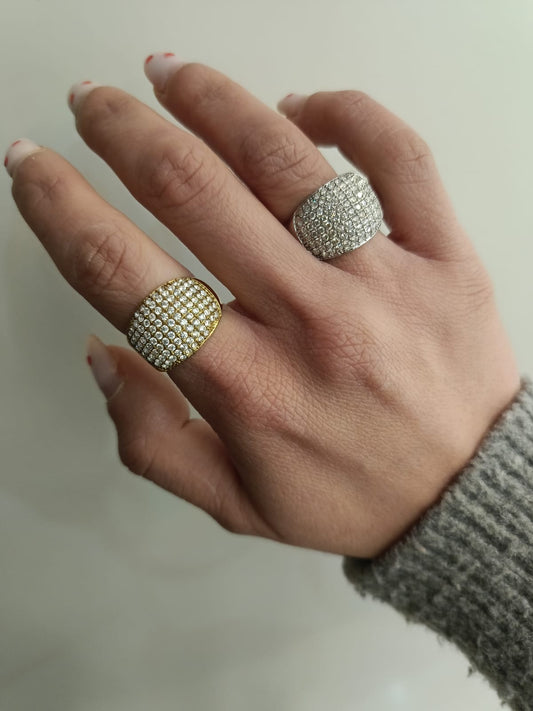 Anello fascione zirconato