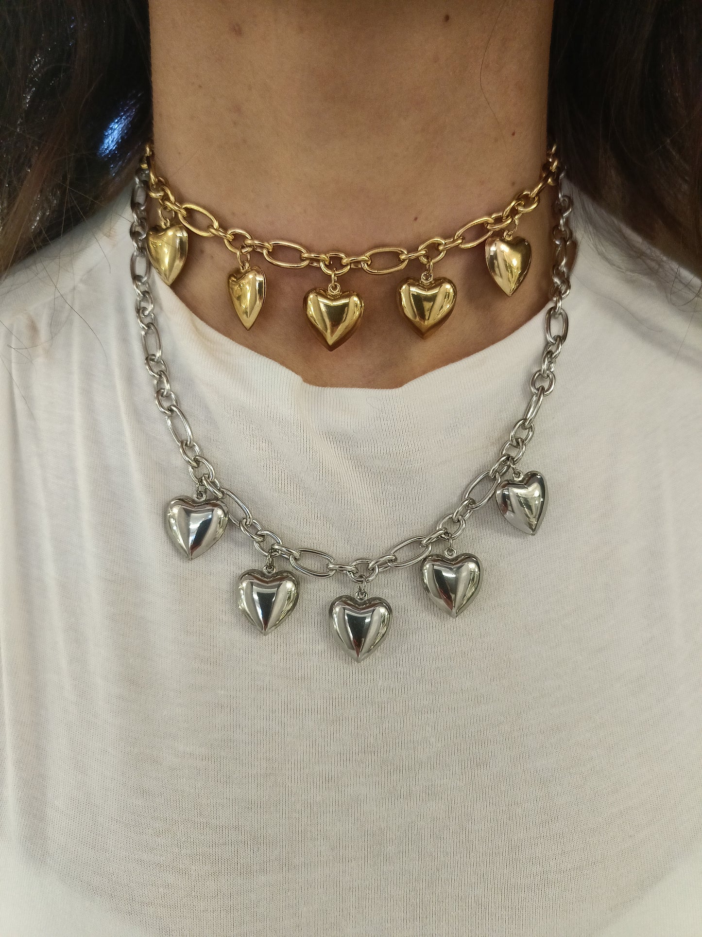 Collana cuori con sonaglio incorporato