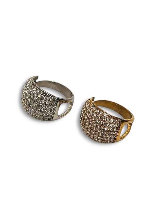 Anello fascione zirconato