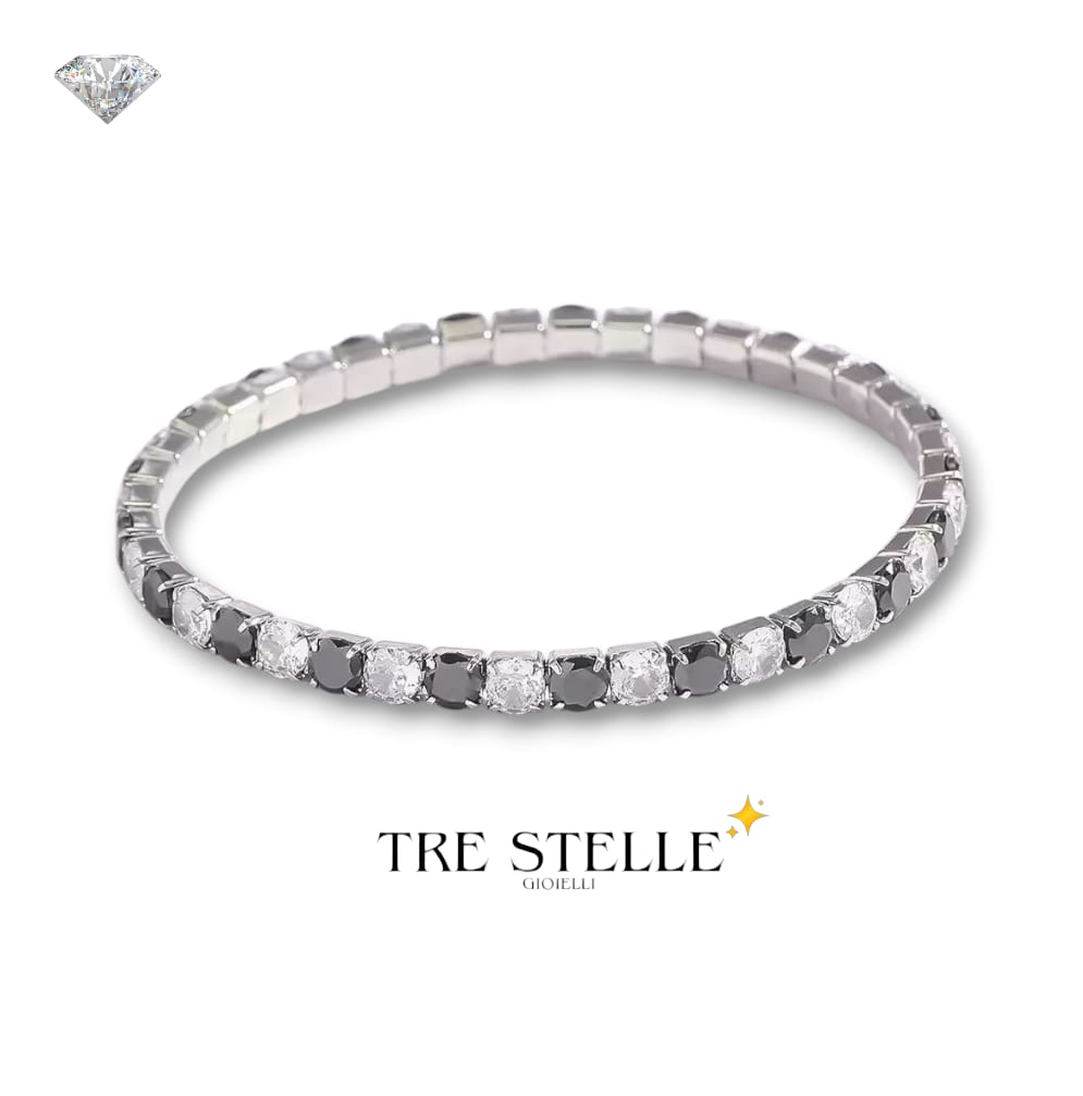 Bracciale tennis bianco e nero