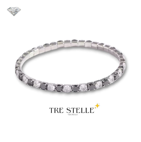 Bracciale tennis bianco e nero