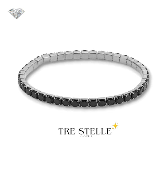 Bracciale tennis nero base silver
