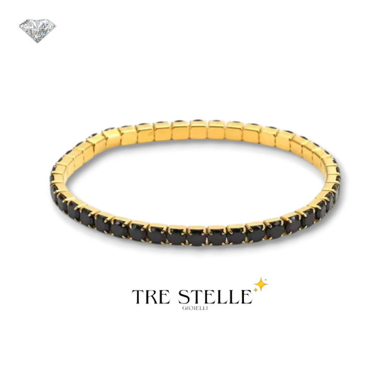 Bracciale tennis nero base gold
