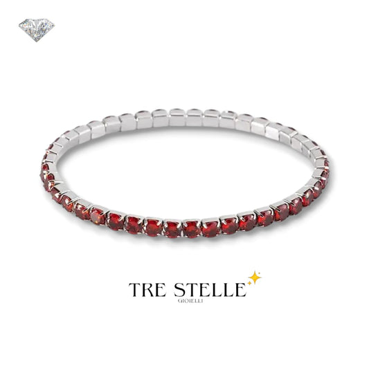 Bracciale tennis rosso rubino base silver