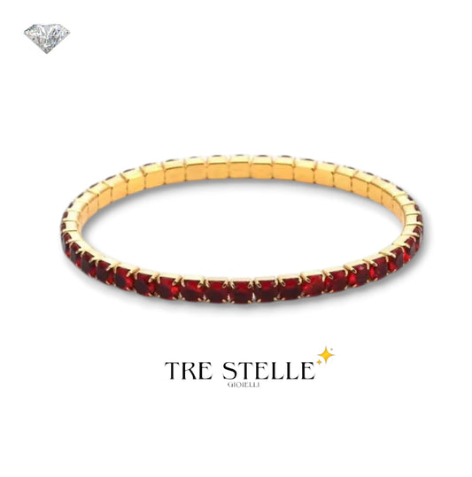 Bracciale tennis rosso rubino base gold