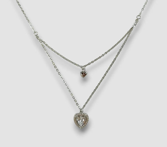 COLLANA DOPPIO CUORE ARGENTO