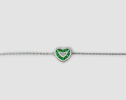 BRACCIALE CON ZIRCONI VERDI ARGENTO