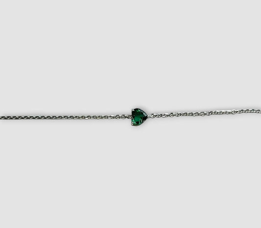 BRACCIALE CUORE VERDE ARGENTO