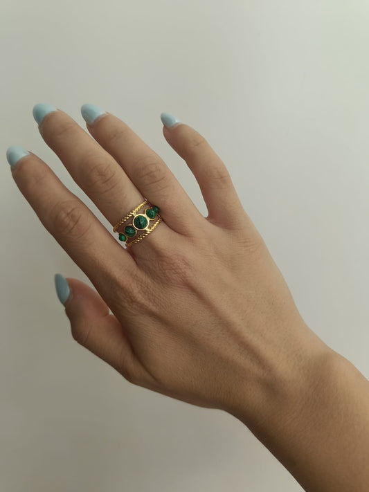 Anello atena con agata verde