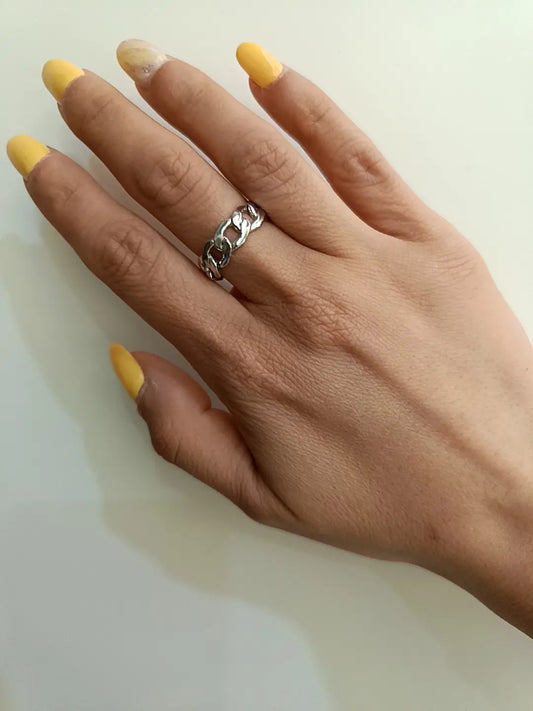 Anello catena big argento