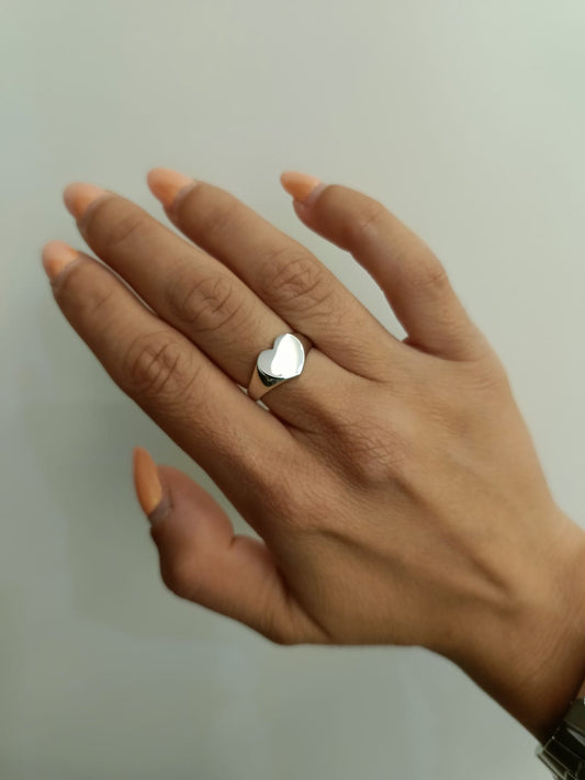 Anello chevalier cuore lucido argento