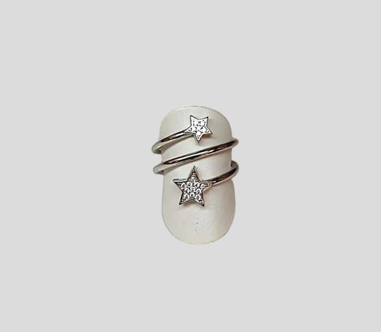 ANELLO DOPPIA STELLA ARGENTO
