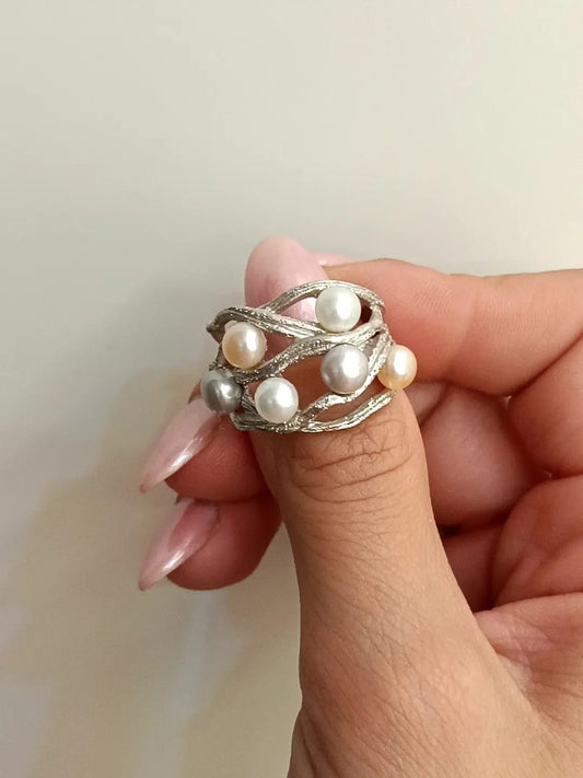ANELLO PERLE ARGENTO