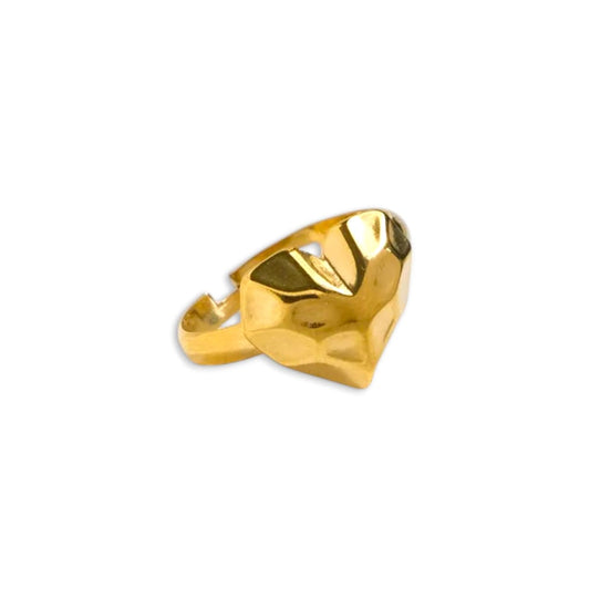 Anello cuore martellato
