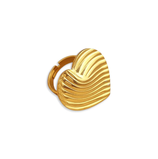 Anello cuore maxi rigato