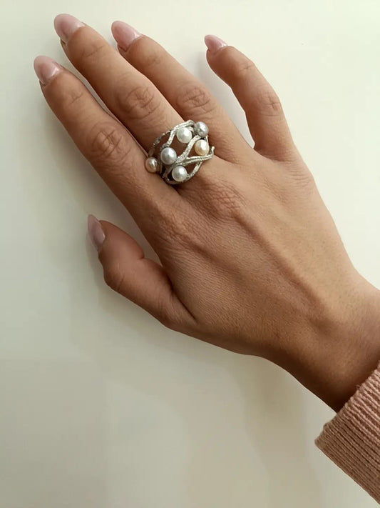 ANELLO PERLE ARGENTO