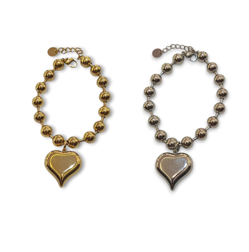 Bracciale a sfera con cuore maxi