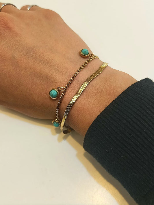 Bracciale doppio turchese