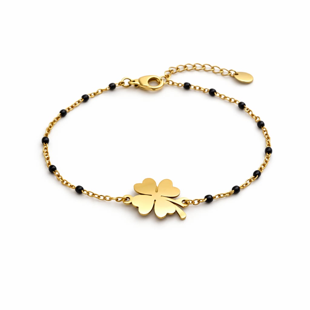 Bracciale perline quadrifoglio