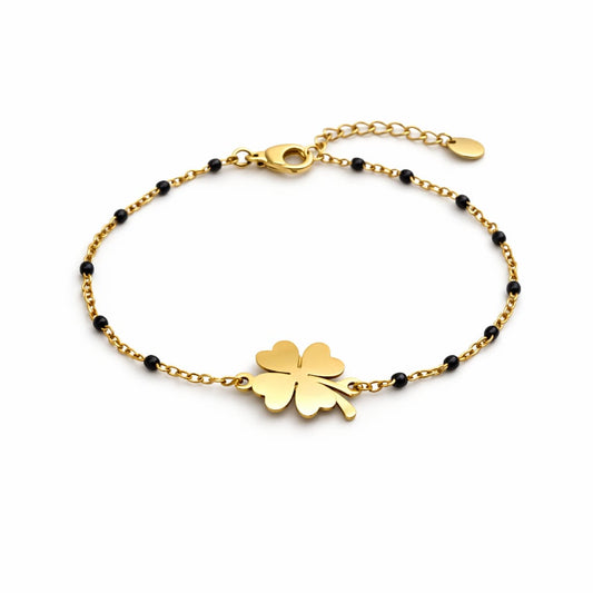 Bracciale perline quadrifoglio