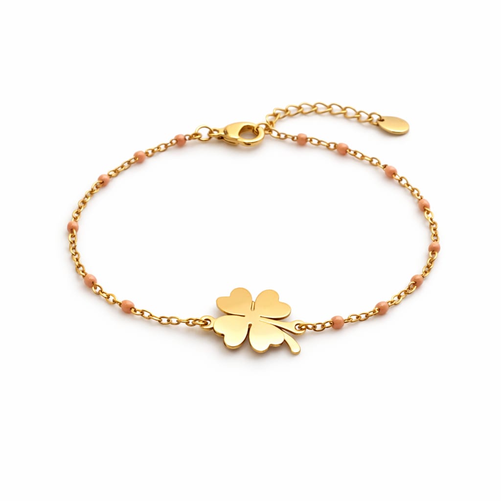 Bracciale perline quadrifoglio