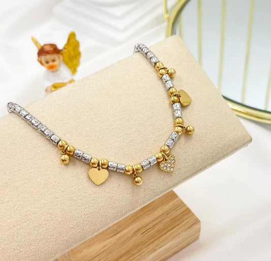 Bracciale pepite cuoricini