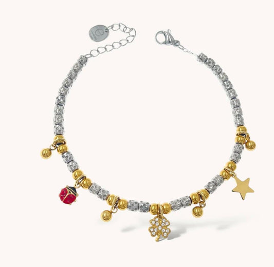 Bracciale pepite quadrifoglio