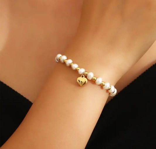 Bracciale perle e cuore