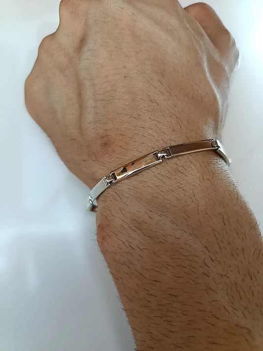 BRACCIALE TARGA ARGENTO E ORO