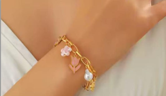 Bracciale tulipano rosa
